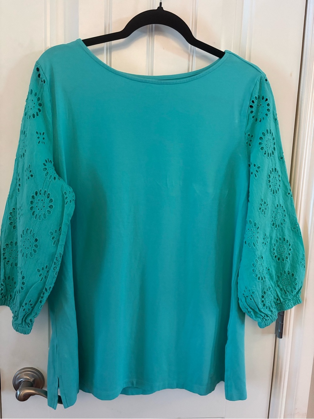 Belle by Kim Gravel Turquoise Eyelet-Sleeve Tunic